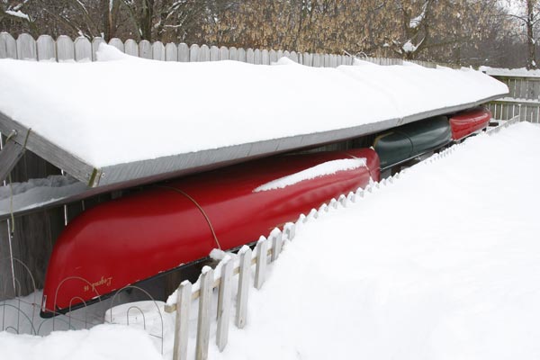 Canoes in snow
